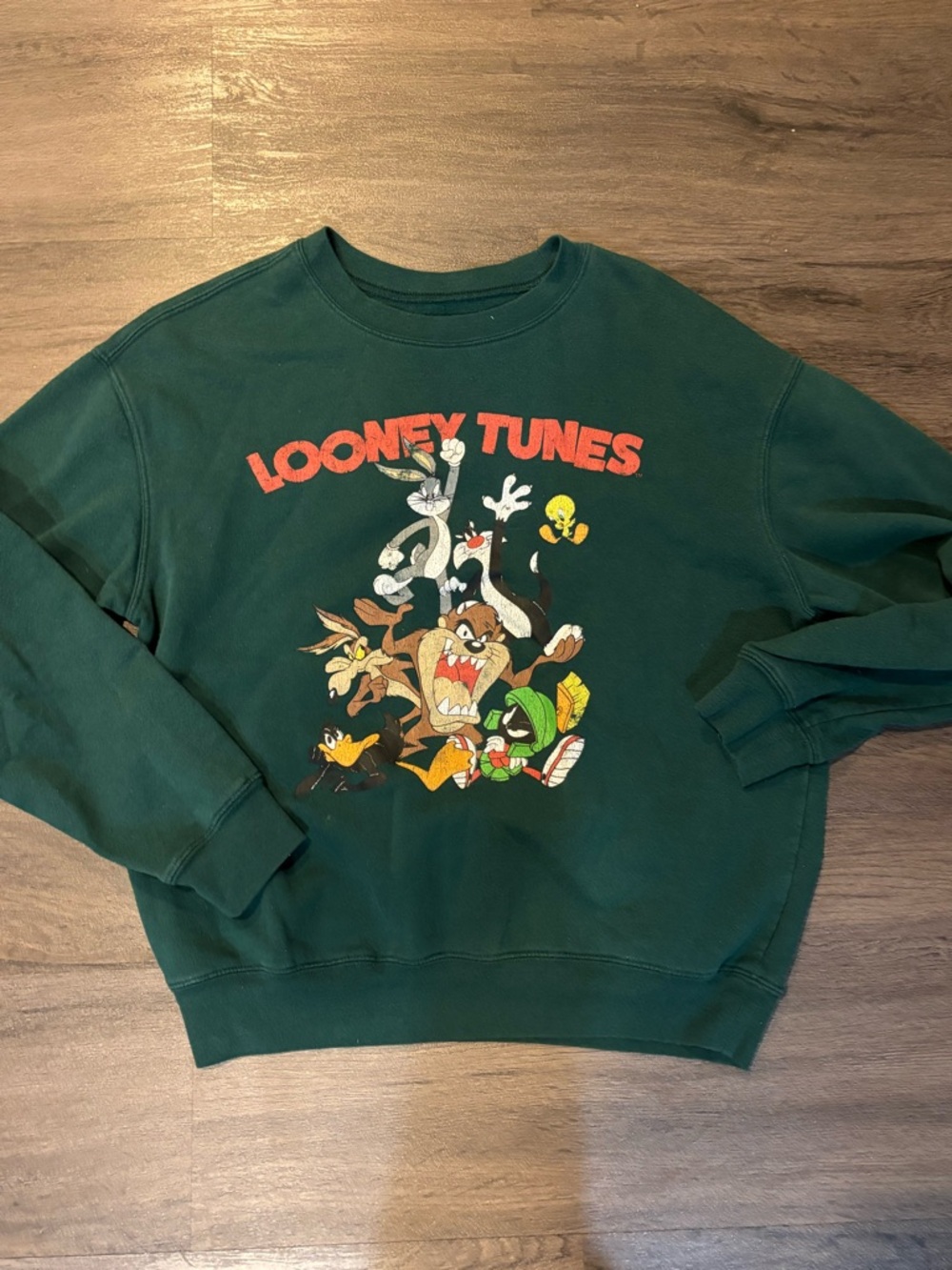 Warner Bros. Looney Tunes Dark Green Graphic Crewneck